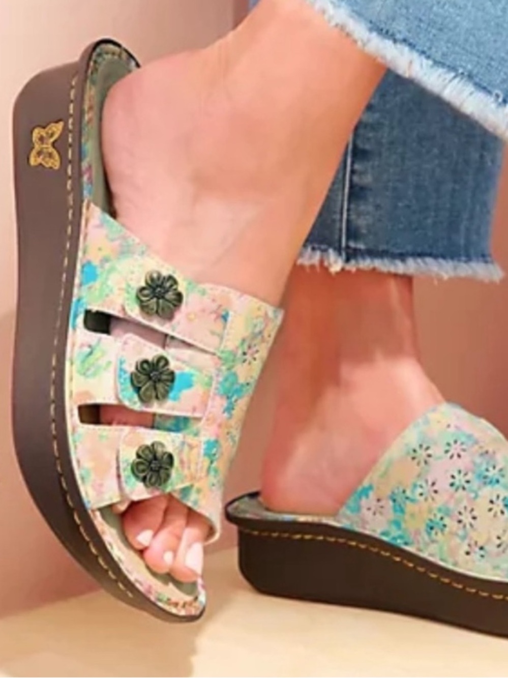 Alegria Julee Earth Goddess Floral Slide Sandal | 40 NWOT